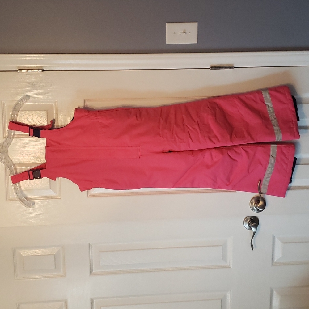 Hanna Andersson Bib Overall Snow Pants Sz 130 US Girls 8. Pink. Adjustable Strap